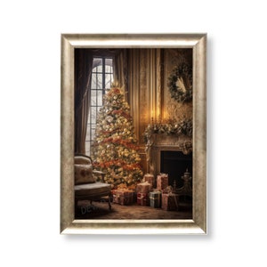 Impresión del árbol de Navidad, decoración de Navidad, Navidad imprimible, arte de la pared de Navidad, decoración de la pared de Navidad decoración rústica de vacaciones, Navidad vintage