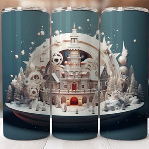 3D Christmas Tumbler Wrap, Sublimation, 20 oz Skinny Tumbler Sublimation Design Digital Download PNG Instant DIGITAL ONLY