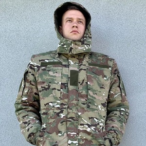 Ukraine Military camouflage pea coat Military Ukrainian Armed Forces Ukraine Uniform Clothes Army Style Winter combat jacket with hood