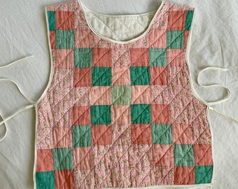 Quilted Reversible Vest: Pink & Mint (white)