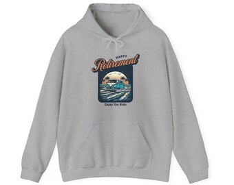 Happy Retirement VW Surf Unisex Heavy Blend™ Hooded Sweatshirt Retirement Gift