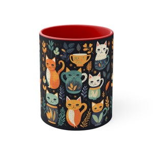 Whimsical Tea Cup Cat Mug, Handcrafted Ceramic Drinkware, Perfect for Morning Coffee or Tea, Unique Cat Lover Gift
