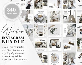 Instagram Post Story Bundle Vorlagen - Canva Vorlagen für Instagram, Stories, Social Media Vorlage, minimalistische Posts, weißes Leinen