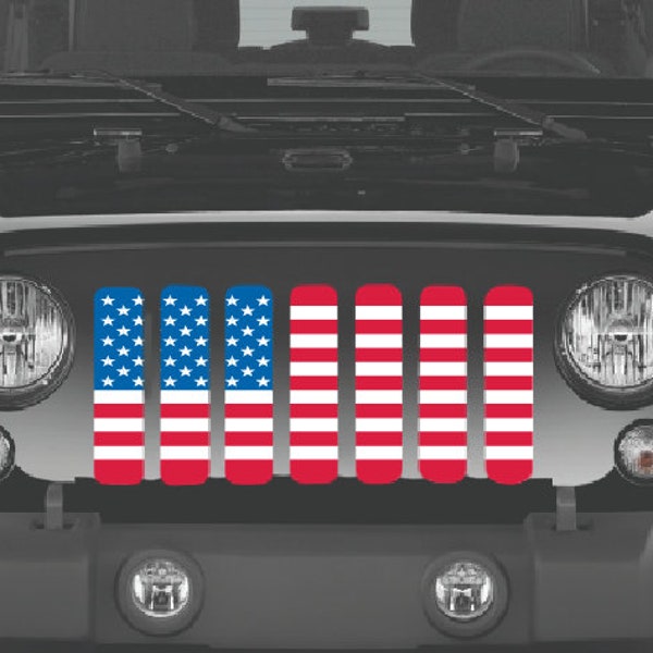 Old Glory American Flag Grille Insert for Wrangler or Gladiator 1976-2023 Cj Yj Tj Lj Jk Jku Jl Jlu Jt