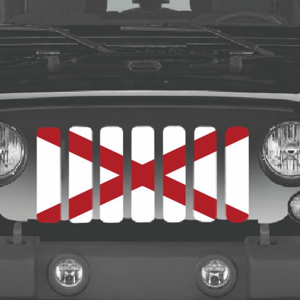 Alabama State Flag Grille Insert for Wrangler or Gladiator 1976-2023 Cj Yj Tj Lj Jk Jku Jl Jlu Jt - USA US America Patriotic Patriot