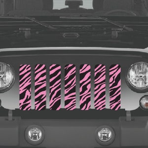 Baby Pink Zebra Print Grille Insert for Wrangler or Gladiator 1976-2023 Cj Yj Tj Lj Jk Jku Jl Jlu Jt