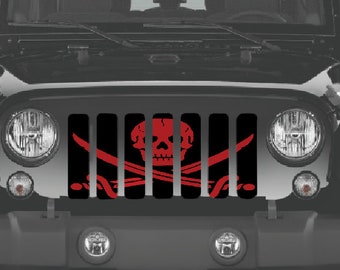 Ahoy Matey Dark Red Grille Insert for Wrangler or Gladiator 1976-2023 Cj Yj Tj Lj Jk Jku Jl Jlu Jt