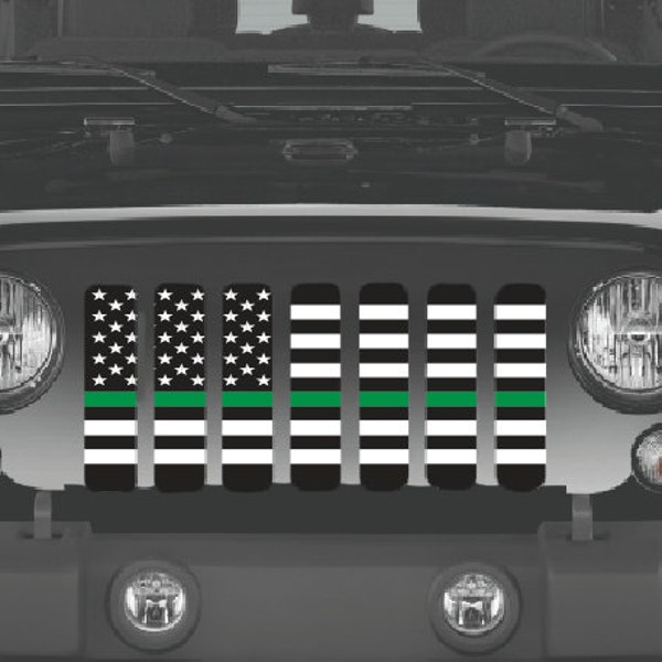 Black and White American Flag Back The Green Grille Insert for Wrangler or Gladiator 1976-2023 Cj Yj Tj Lj Jk Jku Jl Jlu Jt