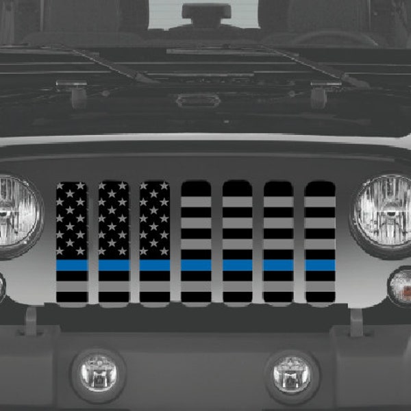 American Tactical Back The Blue Flag Grille Insert for Wrangler or Gladiator 1976-2023 Cj Yj Tj Lj Jk Jku Jl Jlu Jt