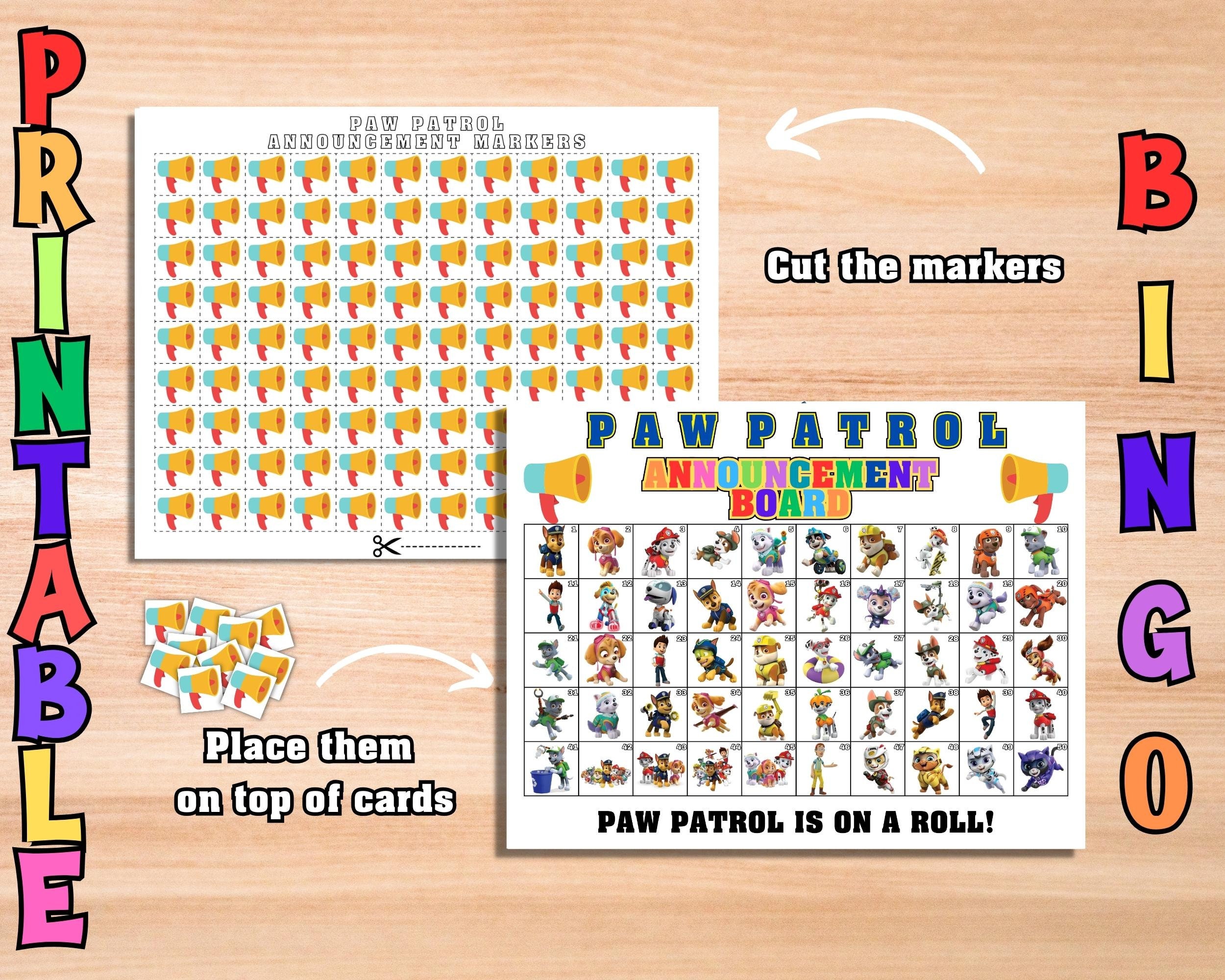 Printable Paw Patrol Bingo Game for Kids Party Birthday - Etsy