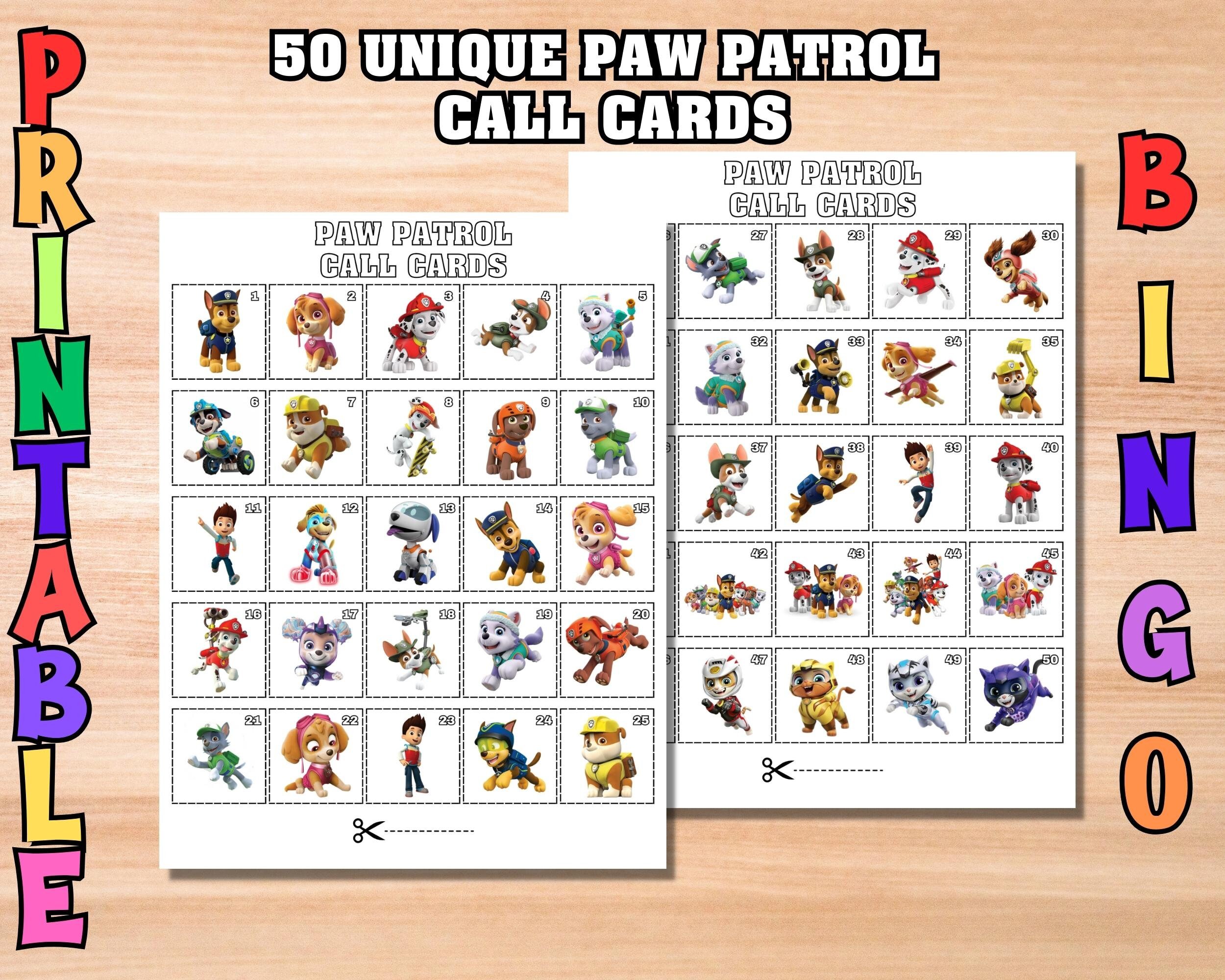 Printable Paw Patrol Bingo Game for Kids Party Birthday - Etsy
