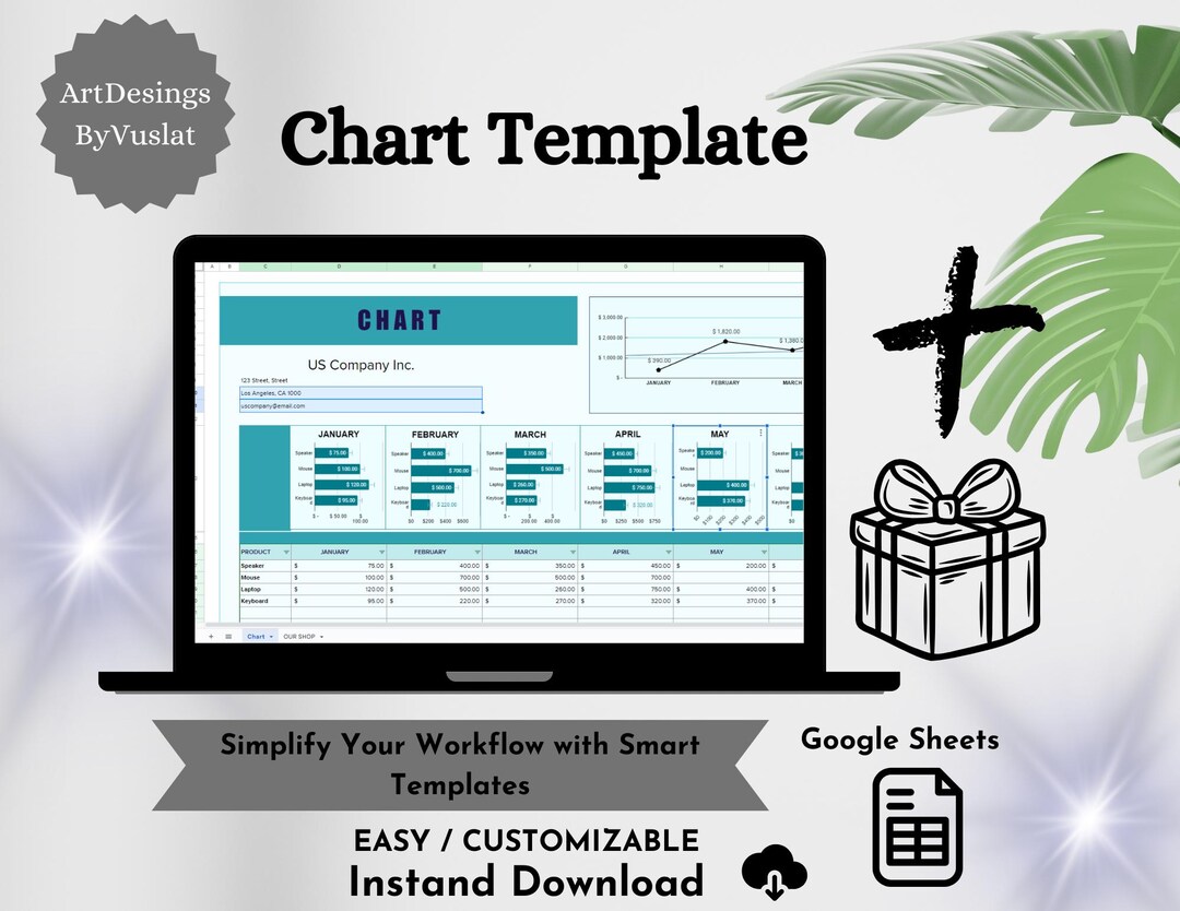 Chart Template Google Sheets, Digital Download, Visualize Data Easily ...