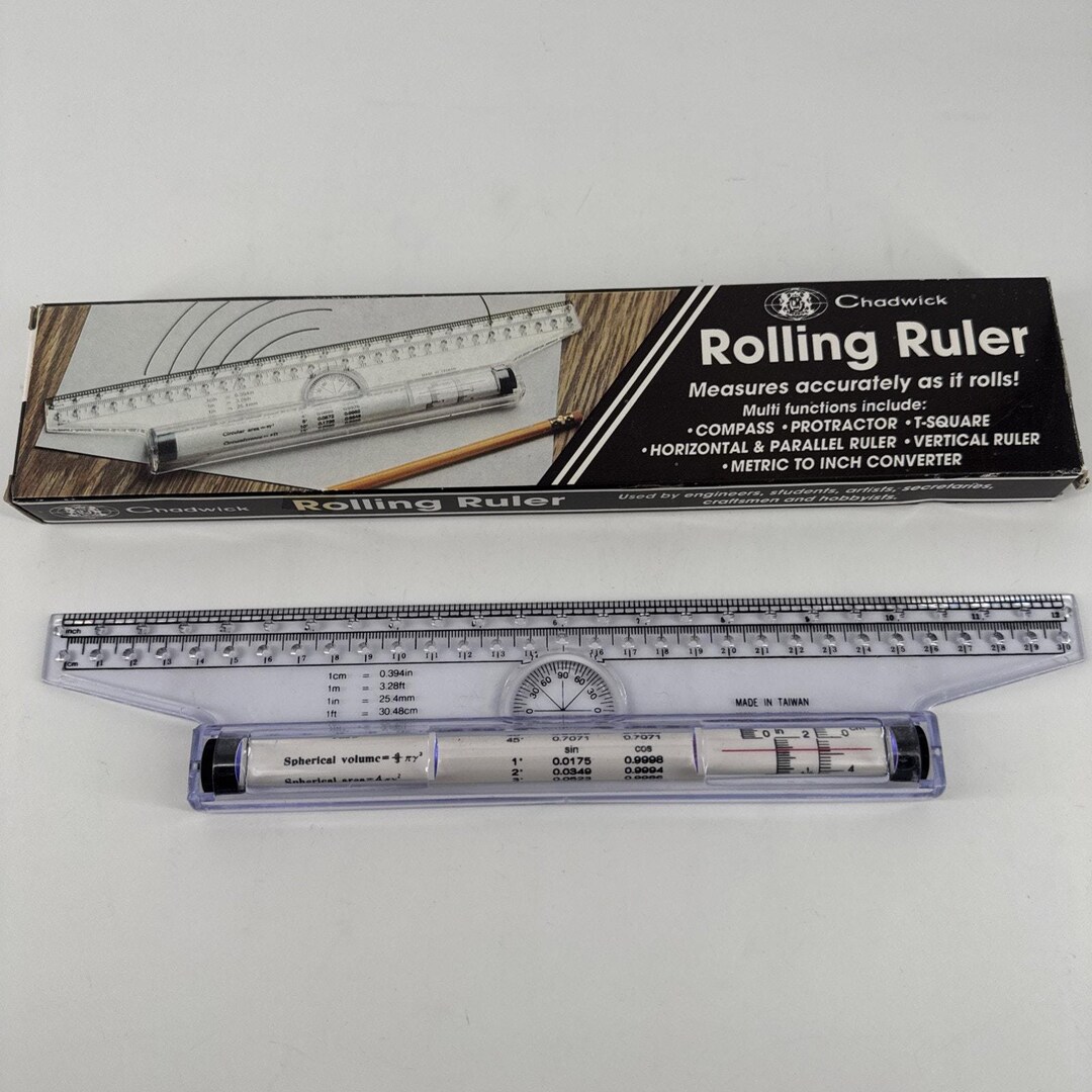Rolling Ruler All-purpose 6 in 1 Compass Protractor T-square Ruler ...