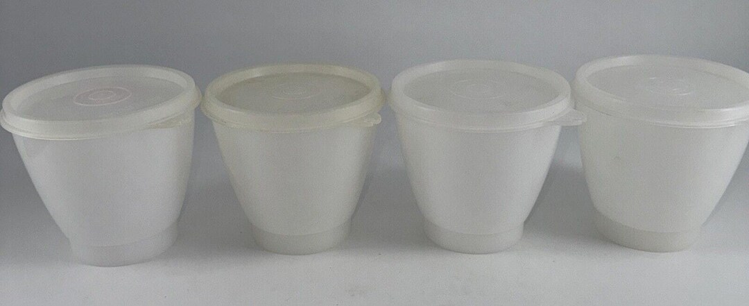 Tupperware Replacement Condiment Bowls 758-1 Clear W/ Lid for Caddy 4 ...