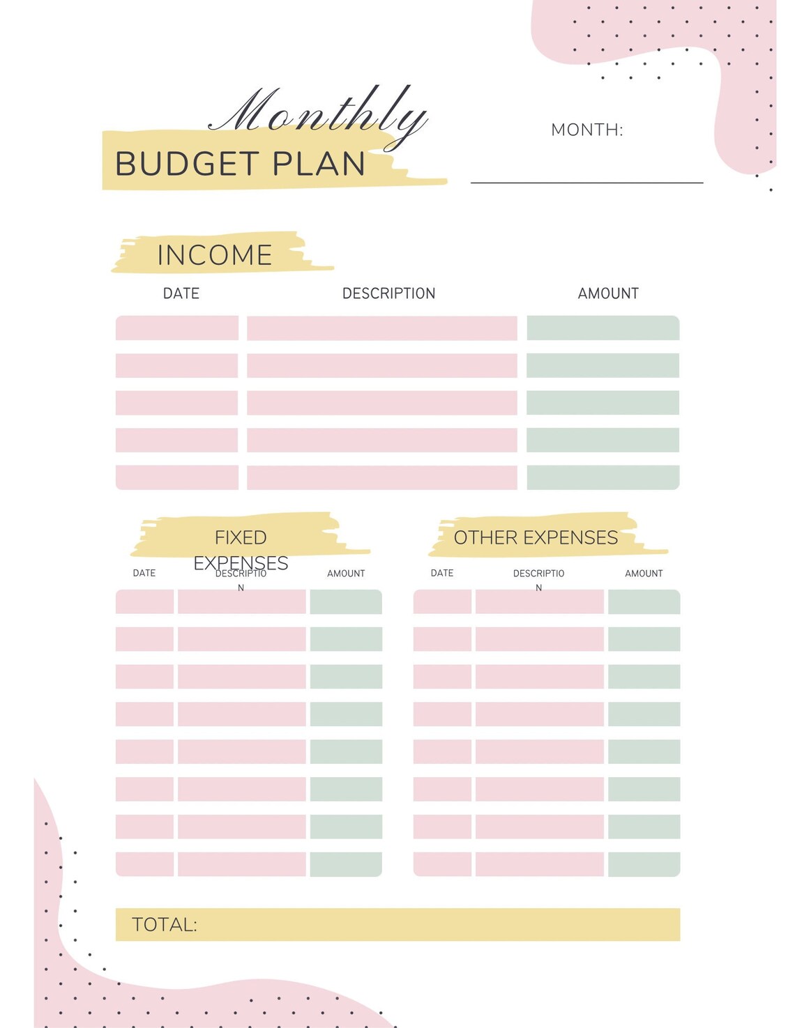 Monthly and Weekly Planner Digital/printable Template - Etsy
