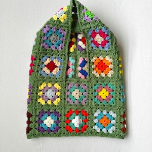 Crochet Granny Square Balaclava: Colorful Wool Winter Hat