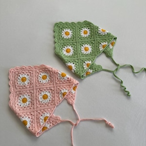Gehäkelte Sonnenblume Bandana: Oma Quadrat Baumwollstirnband