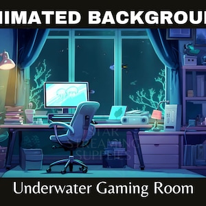 Animated Aquarium Room Vtuber Background, Underwater Themed Fish Tank Animated Twitch Overlay, Virtual Vtuber Assets, Vtuber Streaming Scene