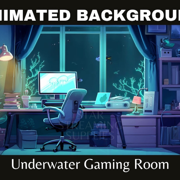 Animated Aquarium Room Vtuber Background, Underwater Themed Fish Tank Animated Twitch Overlay, Virtual Vtuber Assets, Vtuber Streaming Scene
