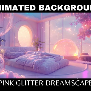 Vtuber Animated Background for Twitch, Fantasy Stream Overlay, Glitter pngtuber Assets, Vtuber Room, Cute Girly Virtual Background