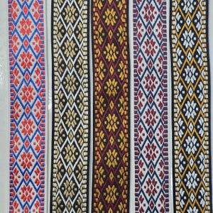 10 meters -- 3 cm Flower Ethnic Jacquard Ribbon, Geometric Woven Trim Border, Embroidered Ribbon Sewing Trim Craft, Ribbon Jacquard Trim