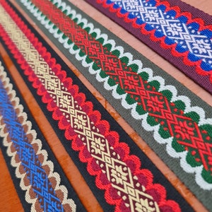 Ethnic Jacquard Ribbon: 3cm Colorful Boho Trim, 10 Meters