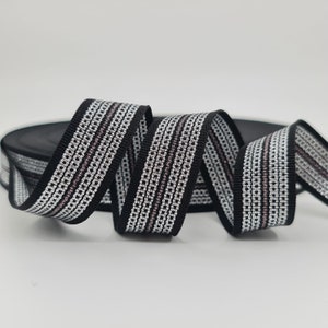 10 meters -- 2 cm Silver Lurex Dot Pattern Jacquard Ribbon, Metallic Trim