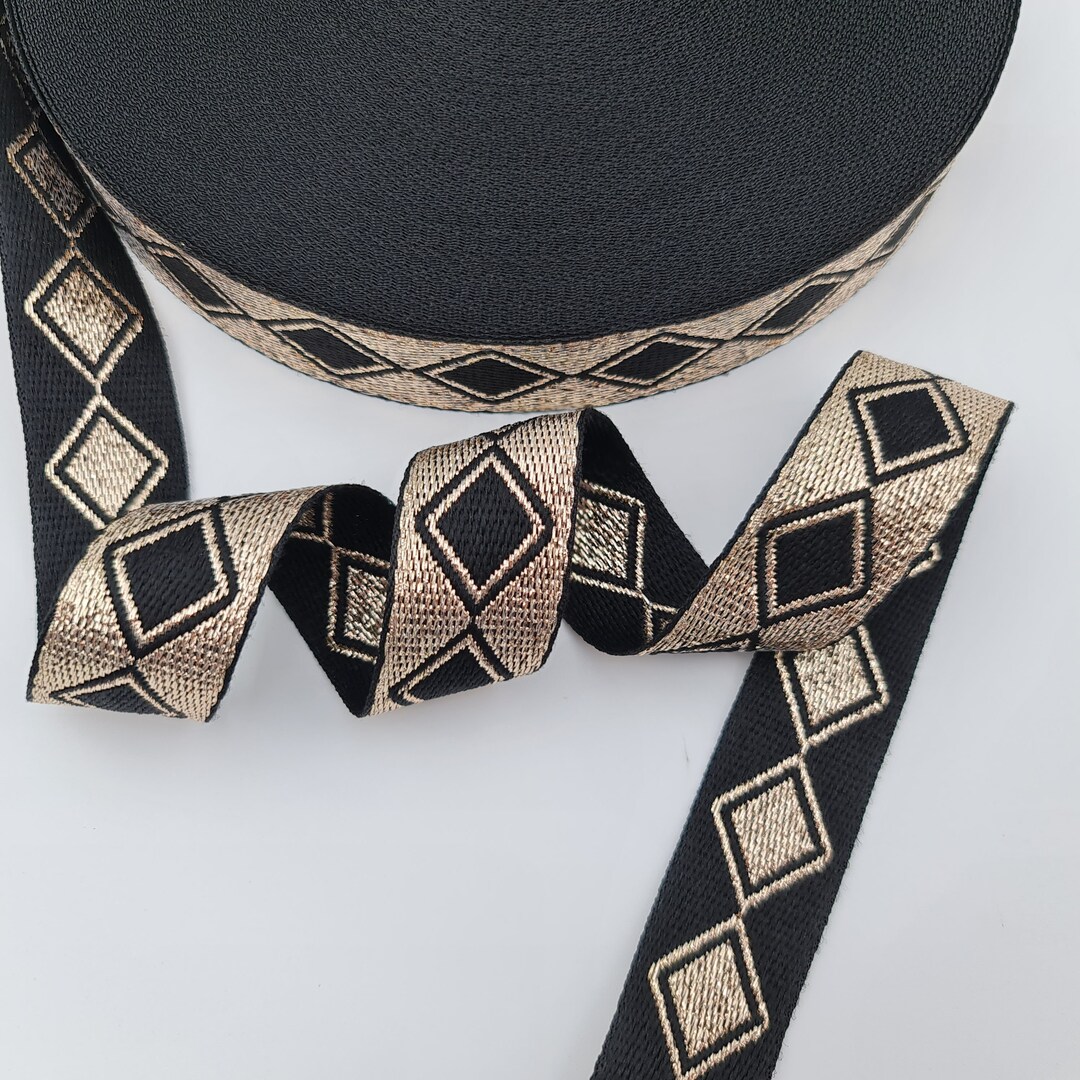 10-meters2-5-cm-gold-silver-tile-pattern-lurex-jacquard-woven-ribbon
