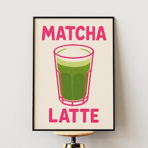 Matcha Latte Art Print – Minimal Café Wall Art, Bold Green Tea Poster, Modern Kitchen Drink Illustration, Matcha Lover Digital Download
