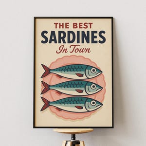 Retro Sardines Print: Vintage Seafood Wall Art (Digital Download)
