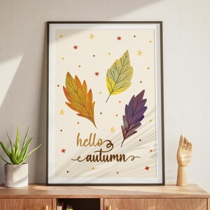 Lámina artística de otoño, acogedoras impresiones de otoño para pared, decoración de pared de otoño de moda, arte de pared moderno de otoño, póster con frase de otoño, descarga digital