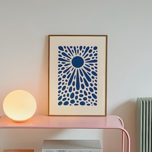Blue Abstract Wall Art, Printable Wall Art Print, Navy Blue Wall Art, Living Room Art, Mid Century Art, Contemporary Art, Digital Download