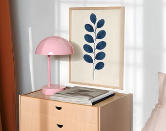 Indigo Blue Botanical Art Print, Navy Leaf Decor, Boho Floral Modern Poster, Digital Download