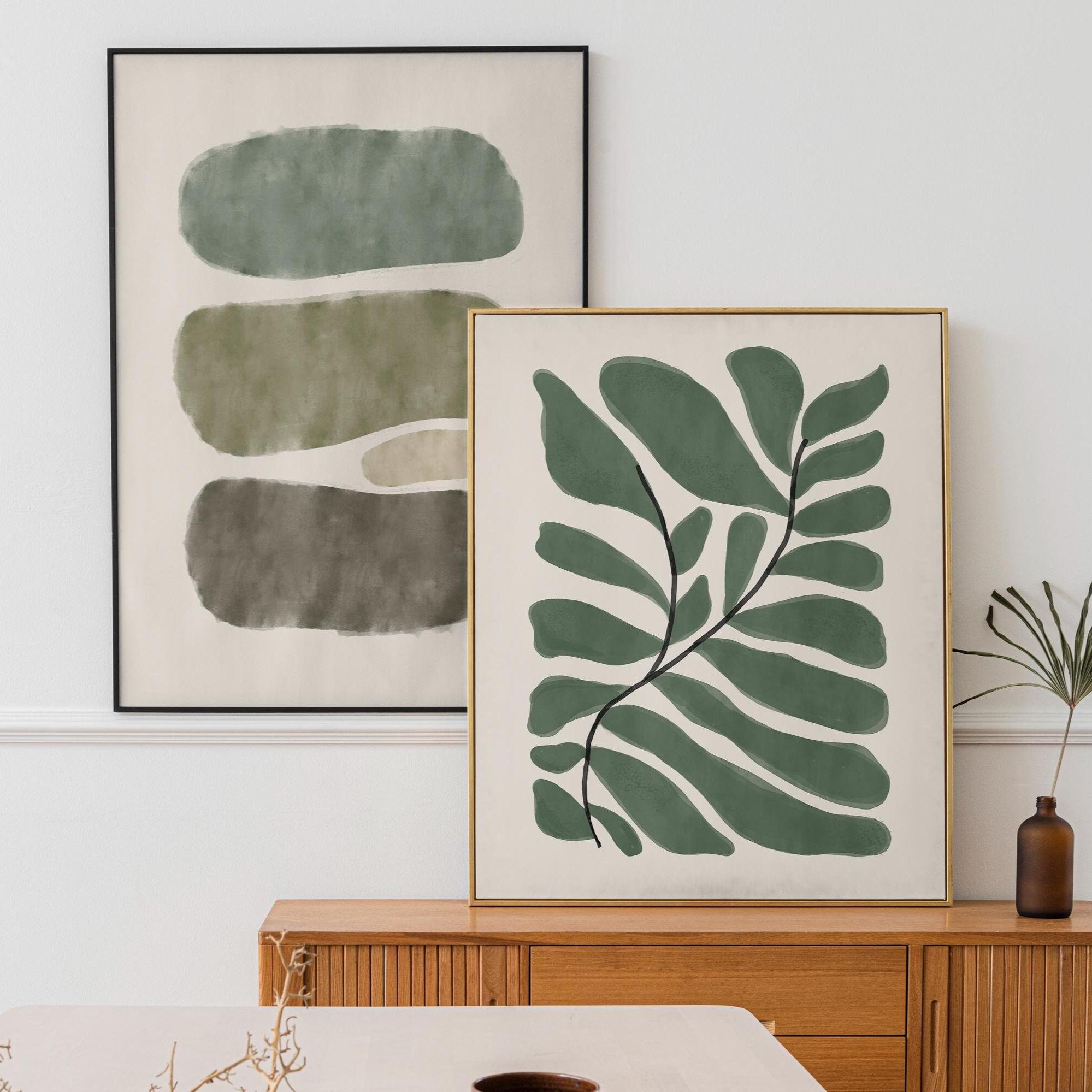 Mid Century Modern Wall Art Set: Abstract Botanical Prints (digital ...