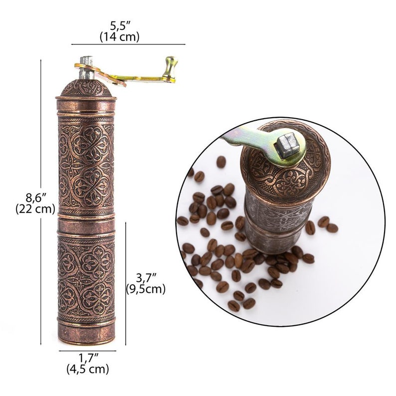 Set of 3, Traditional Turkish Coffee Grinders, Pepper Mill, Spice