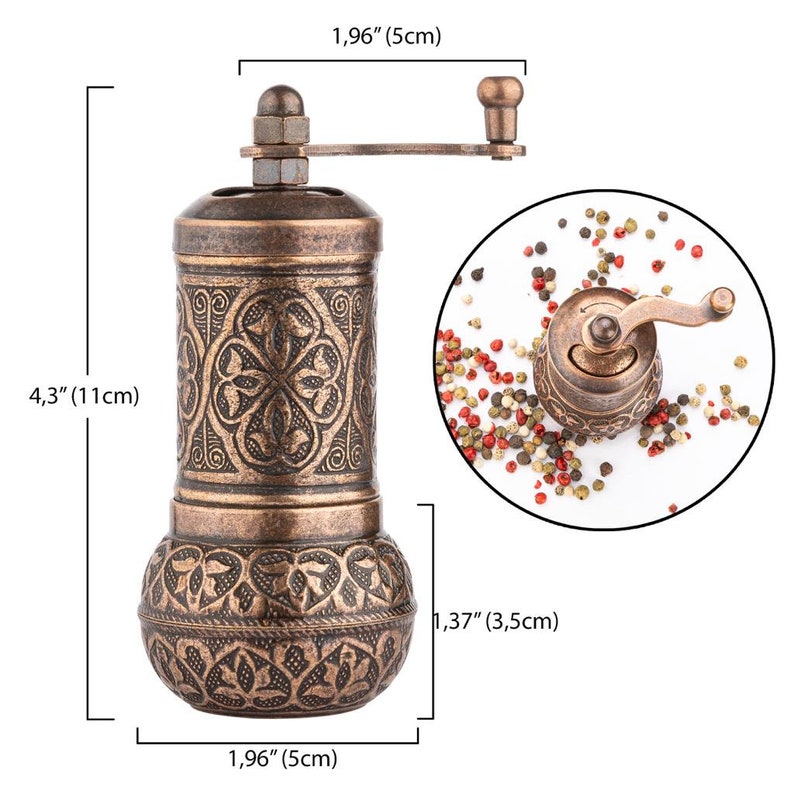 Set of 3, Traditional Turkish Coffee Grinders, Pepper Mill, Spice