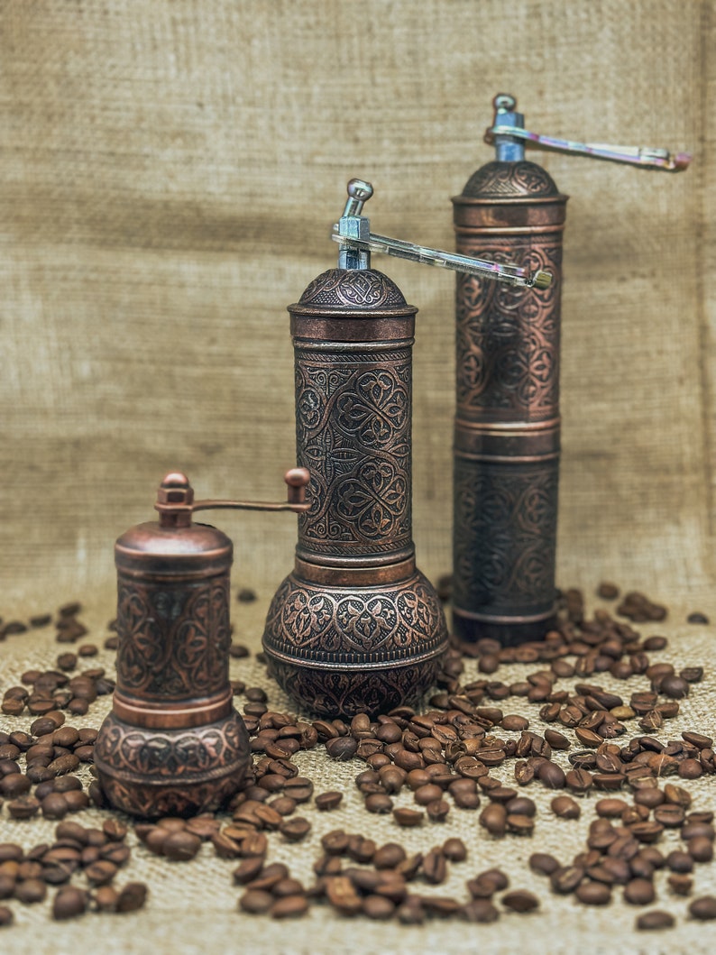 Set of 3, Traditional Turkish Coffee Grinders, Pepper Mill, Spice