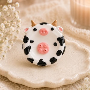 Cow Pocket Pet | Handmade Clay Worry Stone | Fidget Toy