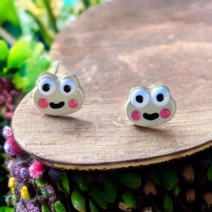 Frog Studs | Handmade | Animal Earrings | Clay Earrings | Lightweight | Kawaii | Kitschy