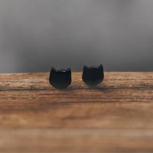 Black Cat Studs | Handmade | Clay Earrings | Cat Earrings | Gift Idea for Cat Lovers | Dainty Jewelry | Animal Theme | Jewelry