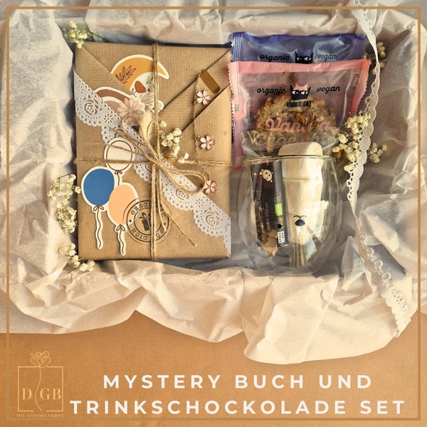 Buch Geschenkbox, Mystery Buch, Geburtstag Töchter, Mama, Heiße Schokolade, Buchliebhaber Geschenk, Blind date, Valentines Geschenk Tee