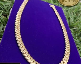 Miami Cuban Link 12mm SOLID 14k Gold Plated CHAIN Necklace Box Lock Jewelry