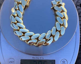 22mm Miami Cuban Link Heavy Solid 14k Gold Plated Bracelet For Men Cuban Bracelet Gold Thick Handmade Link