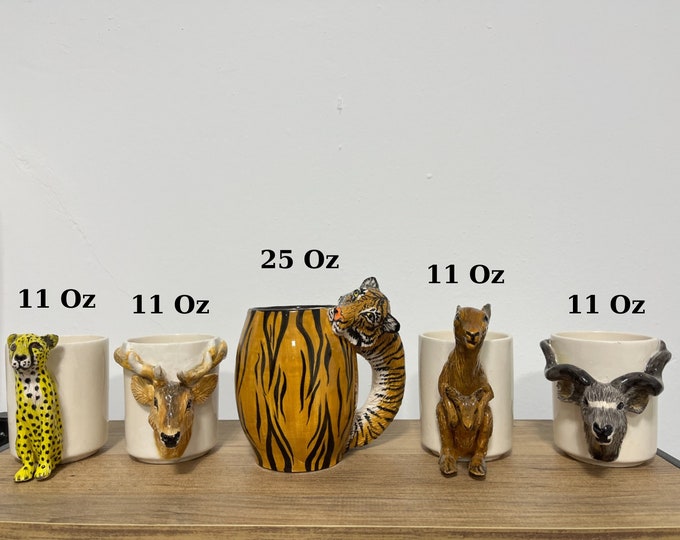 3D Animal Ceramic Porcelain Mug, Drinkware , Animal Lover Gift , Cute Animal Mug , Customizable Mug