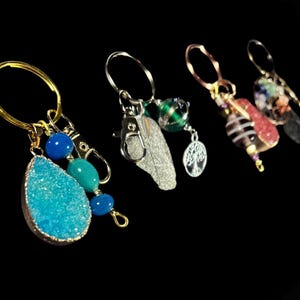 Handcrafted Wire Tree of Life and Gemstone Keychain Nature Charms - Unique Lanyard Accessories
