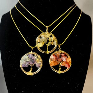Eco-Friendly Handmade Wire Tree Jewelry Pendants | Silver & Gold with Unique Charms, Crystals, Beads, and Gemstones