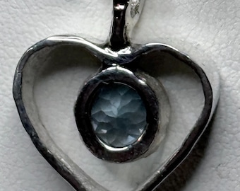 Silver Herat Pendant with Blue Topaz