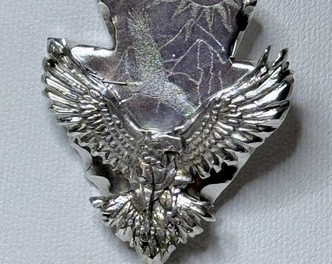 Silver Arrow Head with Eagle with Sun and Eagle Engraved in Base 1-1/2" x 1-1/4"