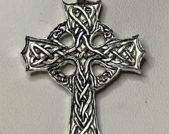 Silver Celtic Cross Engraved with Celtic Knot
