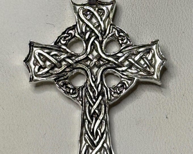 Silver Celtic Cross Engraved with Celtic Knot
